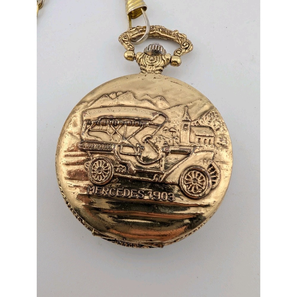 Mercedes 1903 MIlano Expressions Quartz Pocket Watch w/ Chain-‎ New Battery